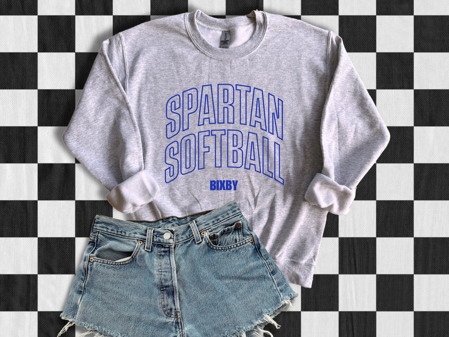 Bixby Softball Stacked Crewneck | Ash or Sport Grey