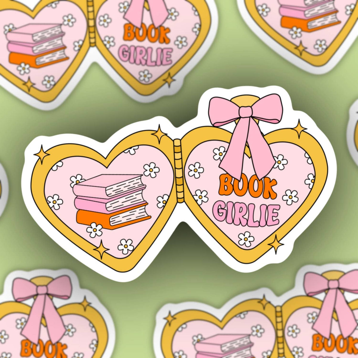 Book Girl, Heart Locket Sticker