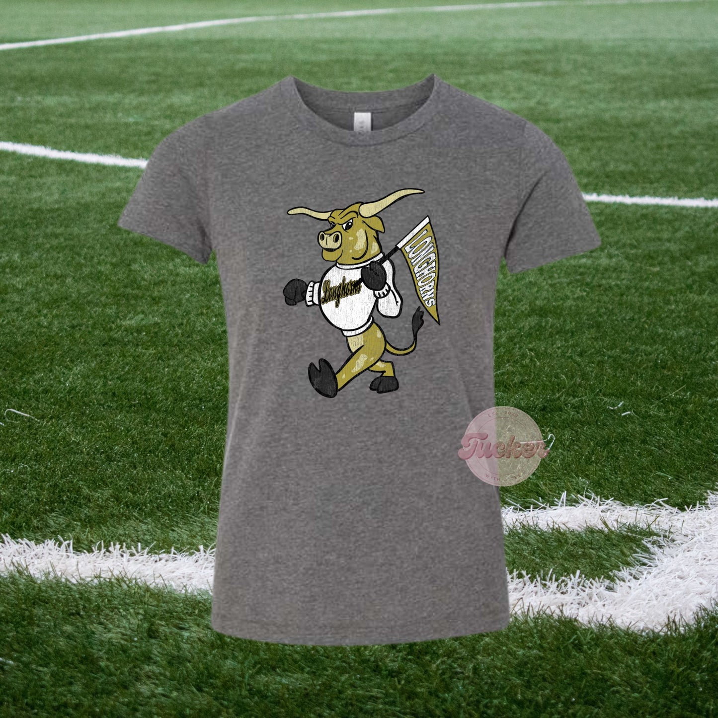 YOUTH & TODDLER BLACK & GOLD LONGHORNS VINTAGE TEE