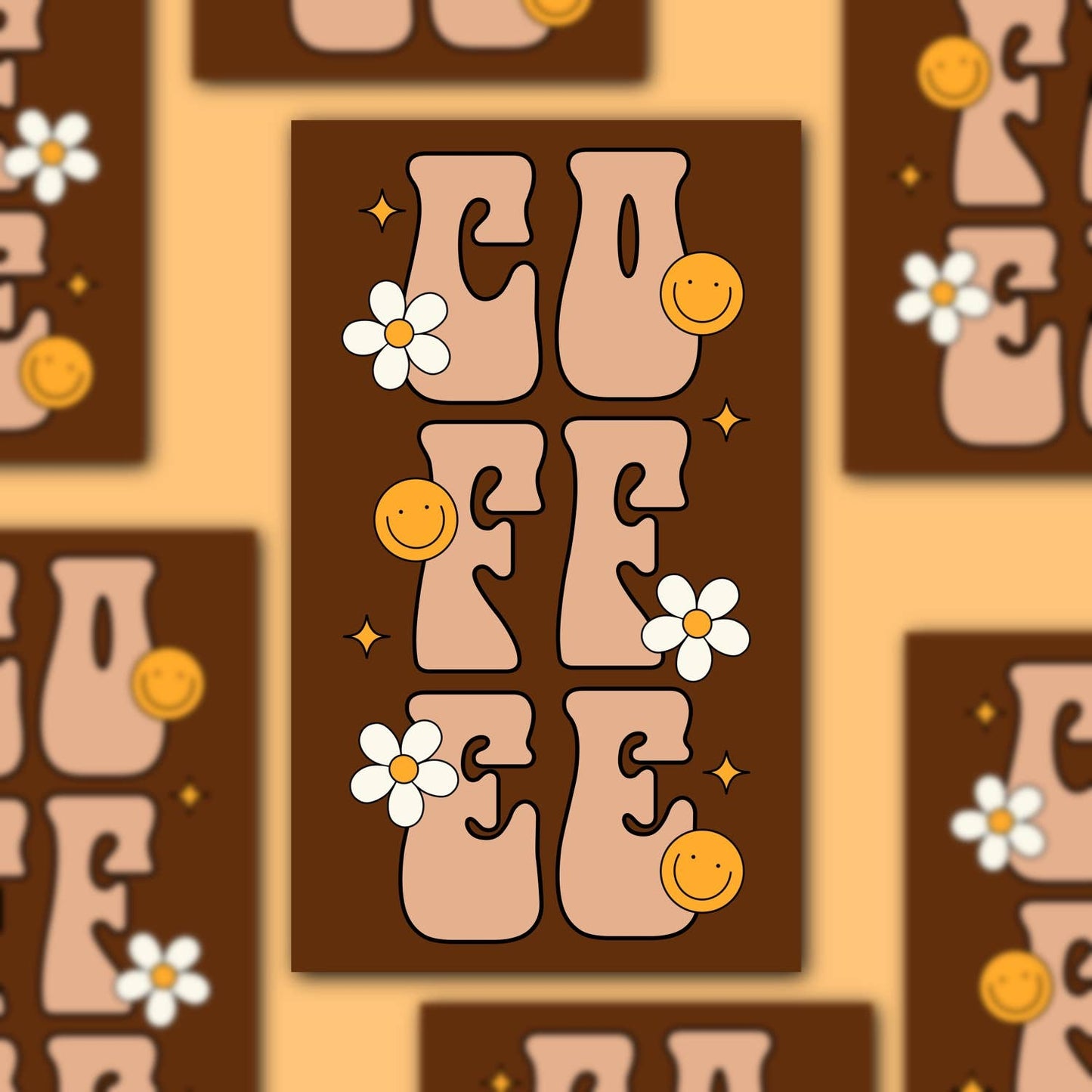 Coffee, Retro Caffeinated Sticker