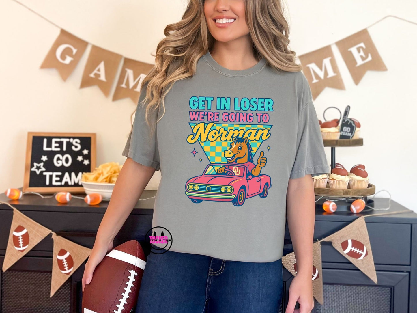 Get in Loser We're Going to Norman graphic tee in grey