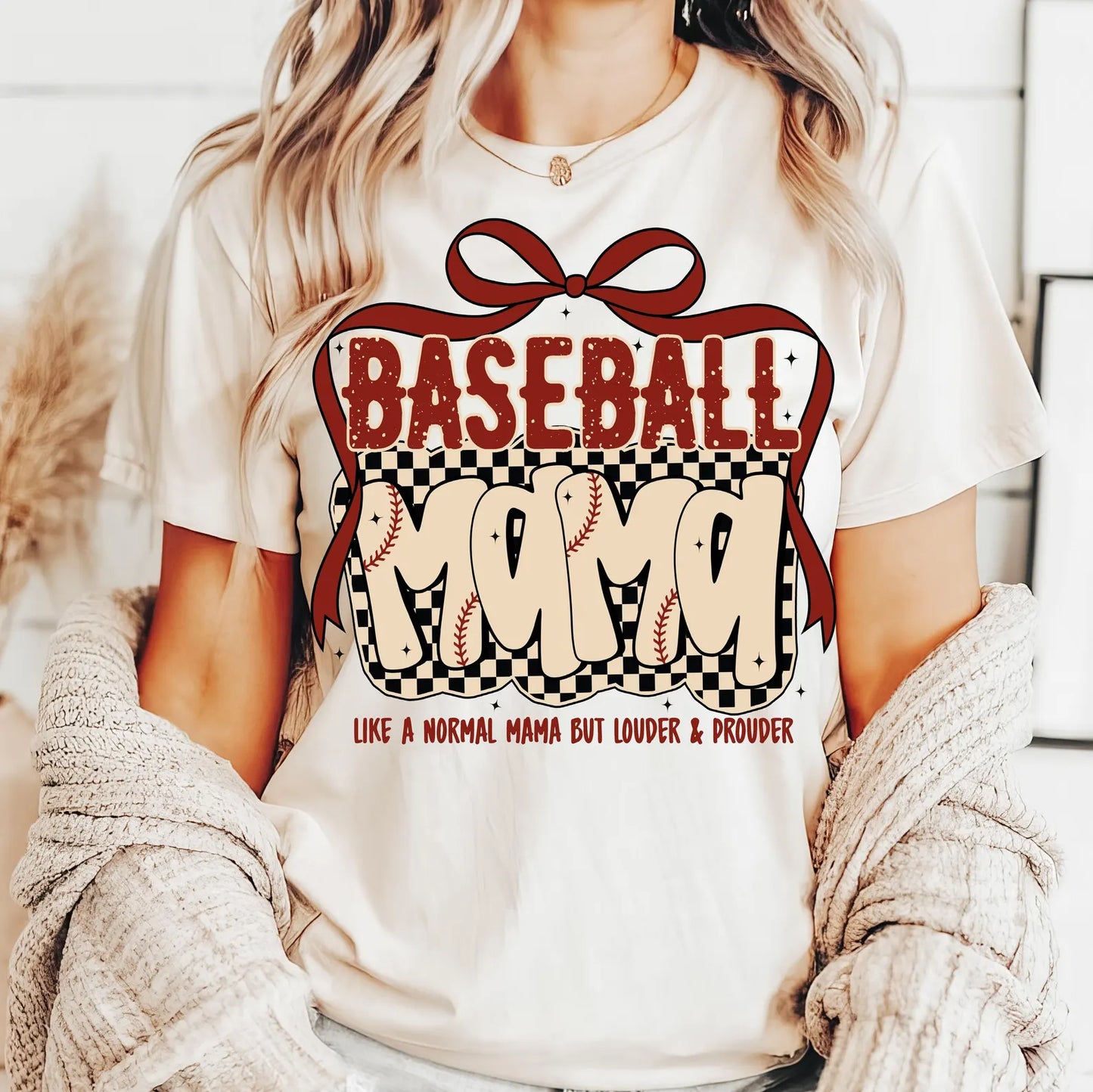 BASEBALL MAMA COQUETTE BOW - TEE OR SWEATSHIRT
