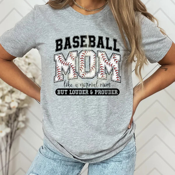 BASEBALL MOM FAUX GLITTER LETTERS - TEE OR SWEATSHIRT