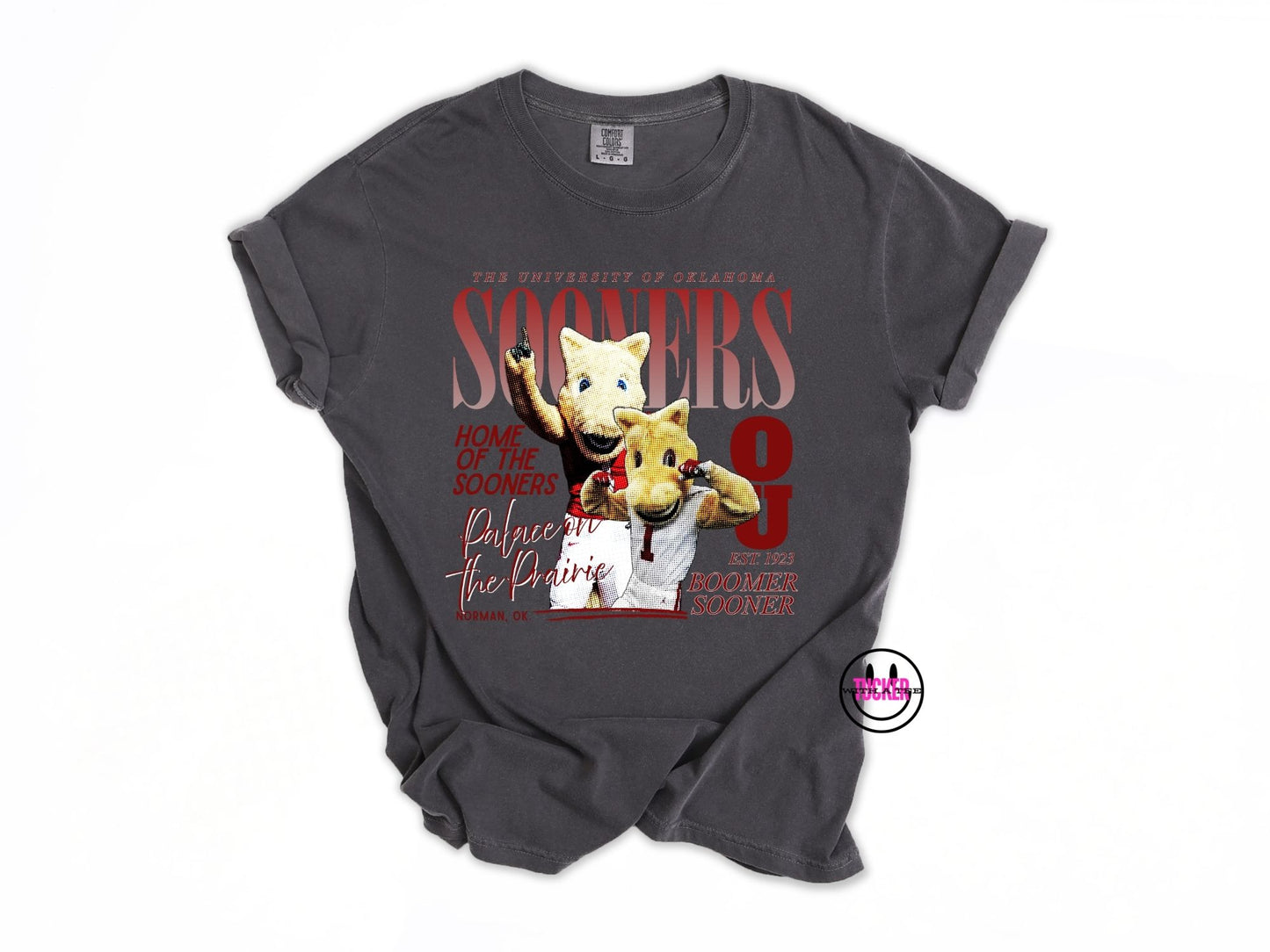 Oklahoma Sooners mascot graphic tee in pepper