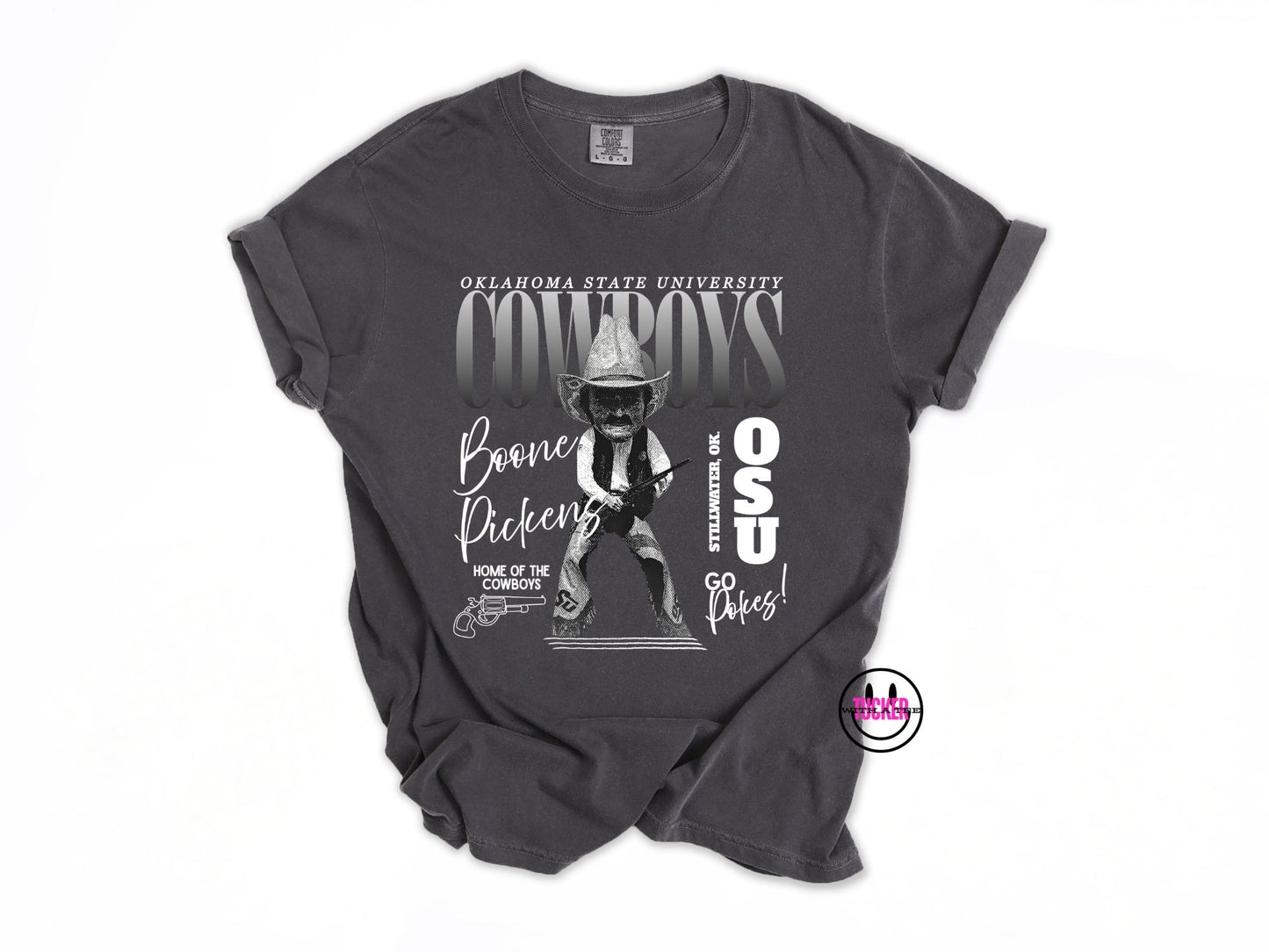 Oklahoma State Cowboys monochrome mascot graphic tee in pepper