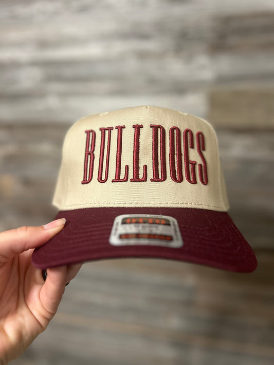 BULLDOGS EMBROIDERED HAT - MAROON WHITE OR KHAKI