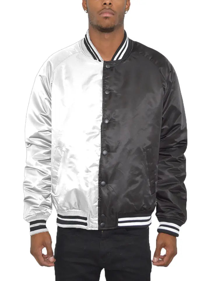 BLANK TWO TONE RETRO BASEBALL STYLE JACKET