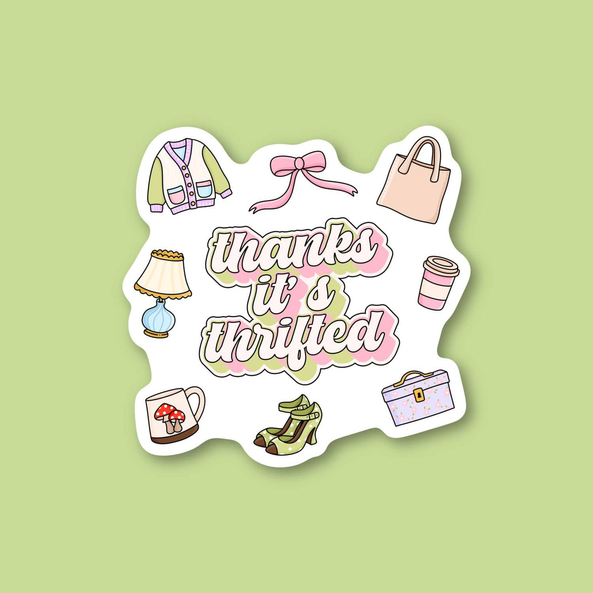Thanks It’s Thrifted, Vintage Trinket Sticker
