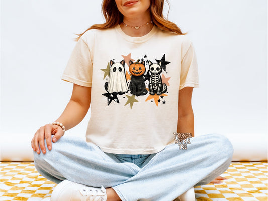 Halloween cats Comfort Colors tee