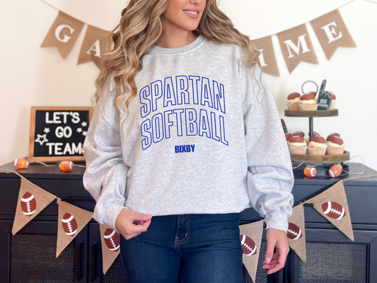 Bixby Softball Stacked Crewneck | Ash or Sport Grey