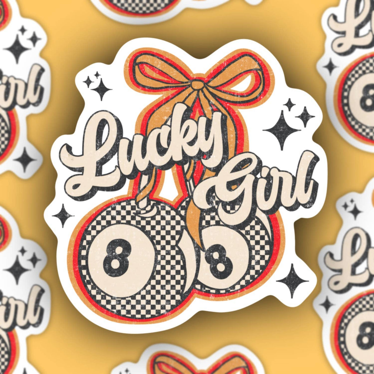 Lucky Girl, Checkered 8 ball sticker