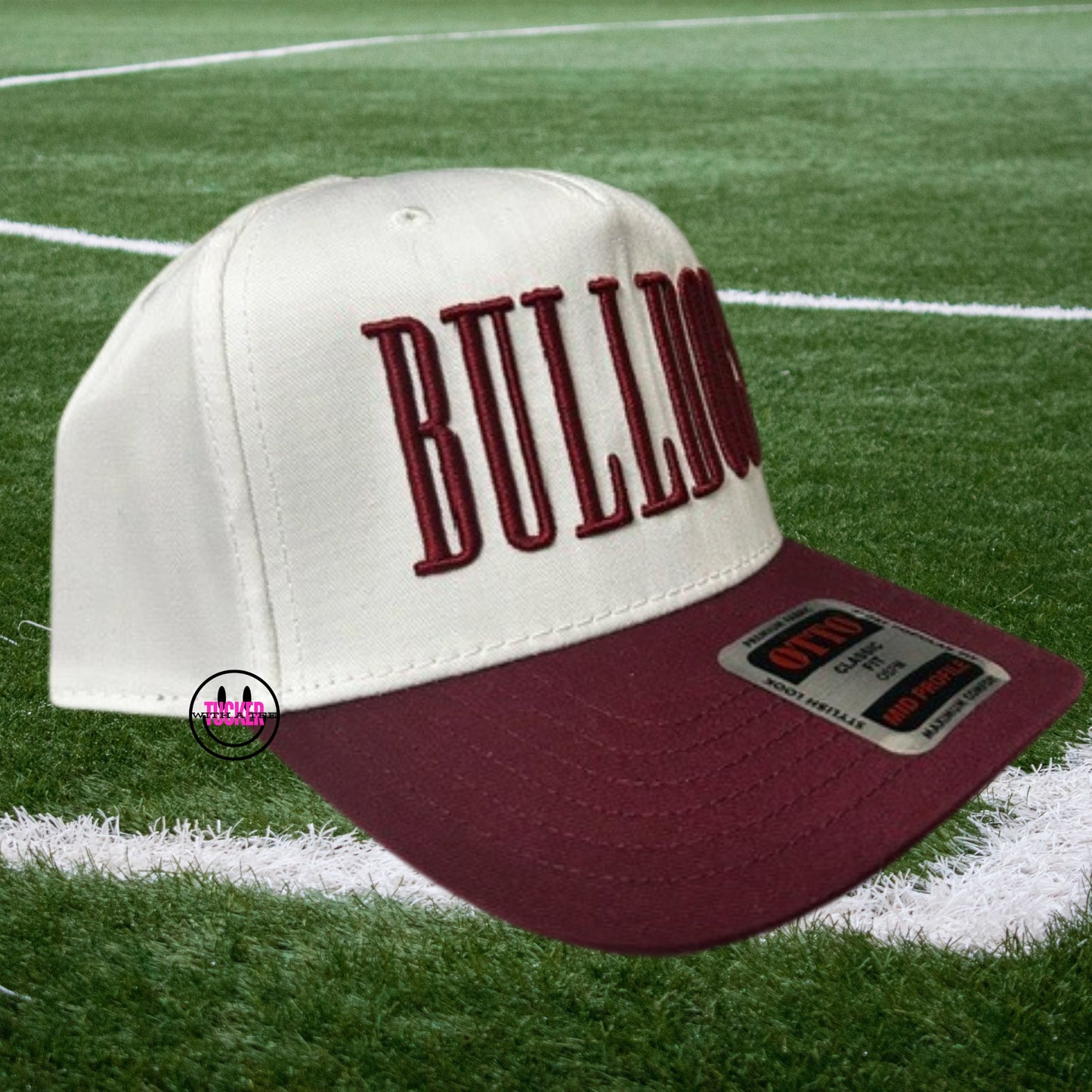 BULLDOGS EMBROIDERED HAT - MAROON WHITE OR KHAKI
