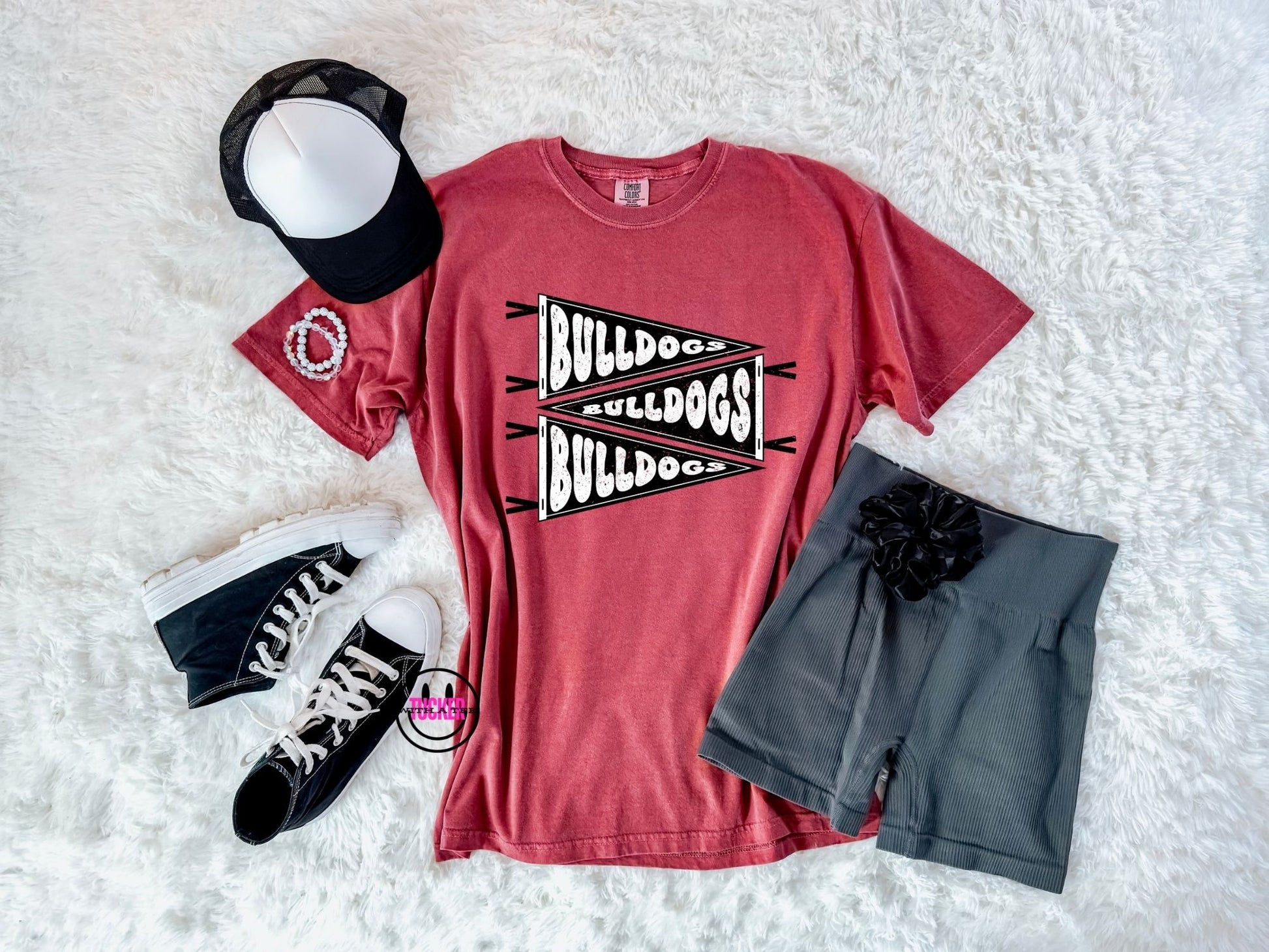 Stacked Bulldogs crimson Comfort Colors tee