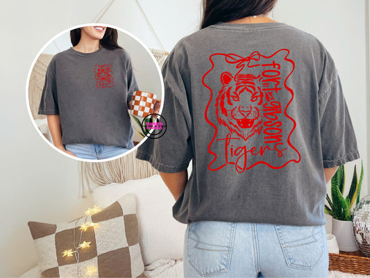 Preppy Bows Fort Gibson Tigers Tee – Comfort Colors Pepper