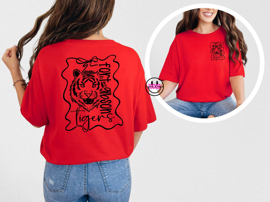 Preppy Bows Fort Gibson Tigers Tee – Comfort Colors Red