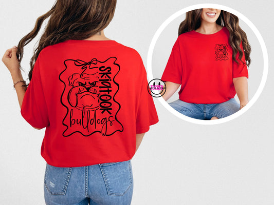 Preppy Bows Skiatook Bulldogs Tee – Comfort Colors Red