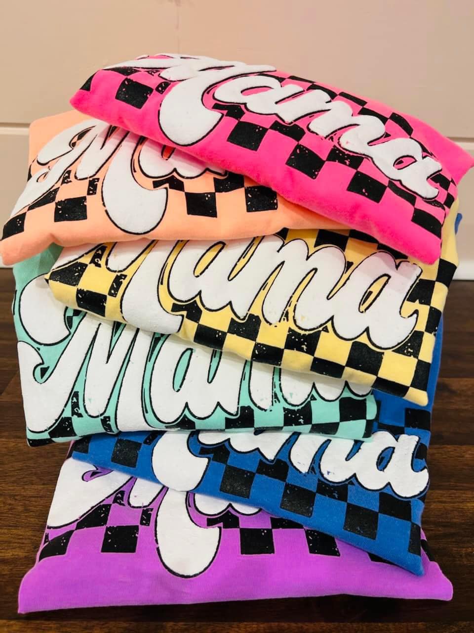 NEON CHECKERED MAMA TEE