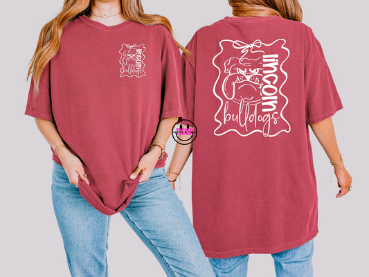 Preppy Bows Lincoln Bulldogs Tee – Comfort Colors Crimson