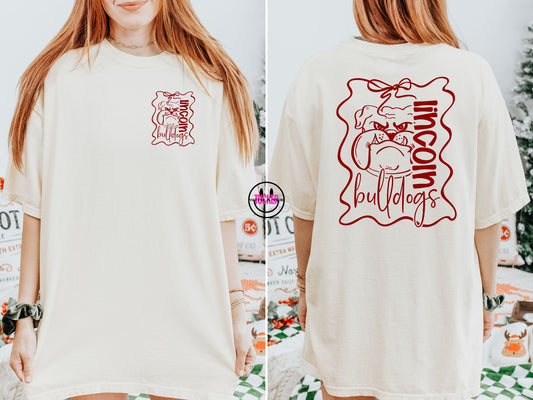 Preppy Bows Lincoln Bulldogs Tee – Comfort Colors Ivory