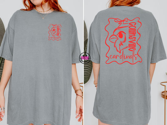 Preppy Bows Collinsville Cardinals Tee – Comfort Colors Grey