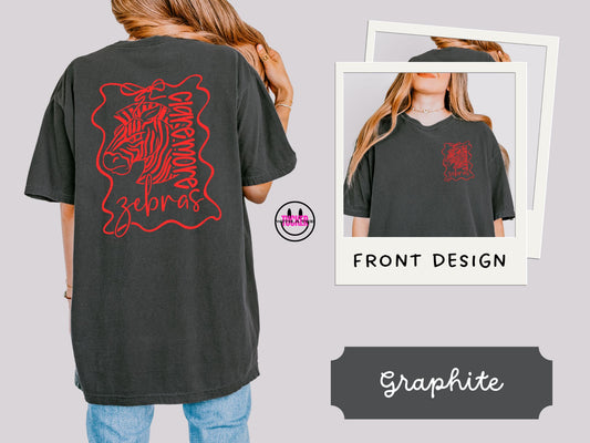 Preppy Bows Claremore Zebras Tee – Comfort Colors Graphite