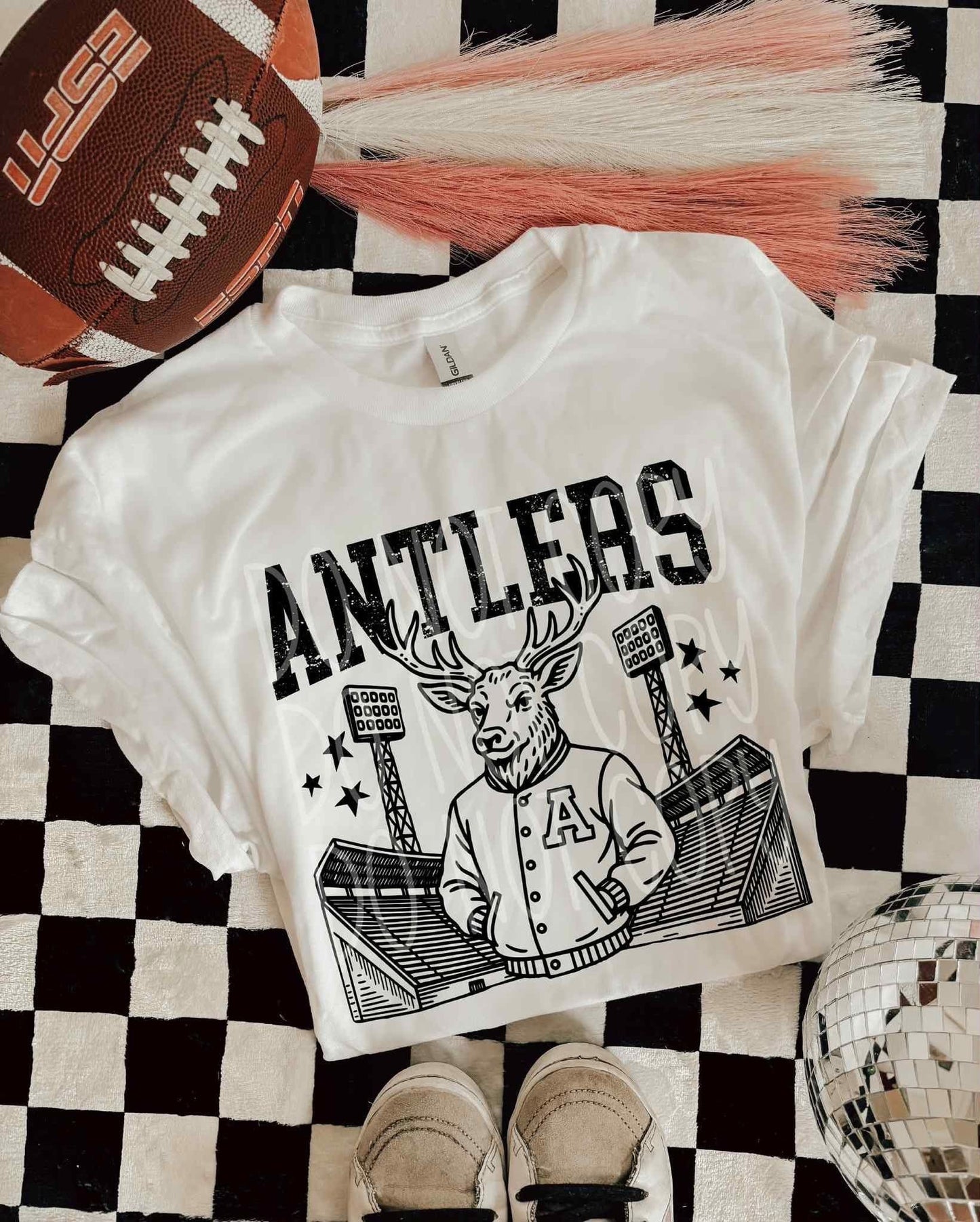 Letterman Jacket Mascot Tee or Sweatshirt – White or Ivory (S–2XL)
