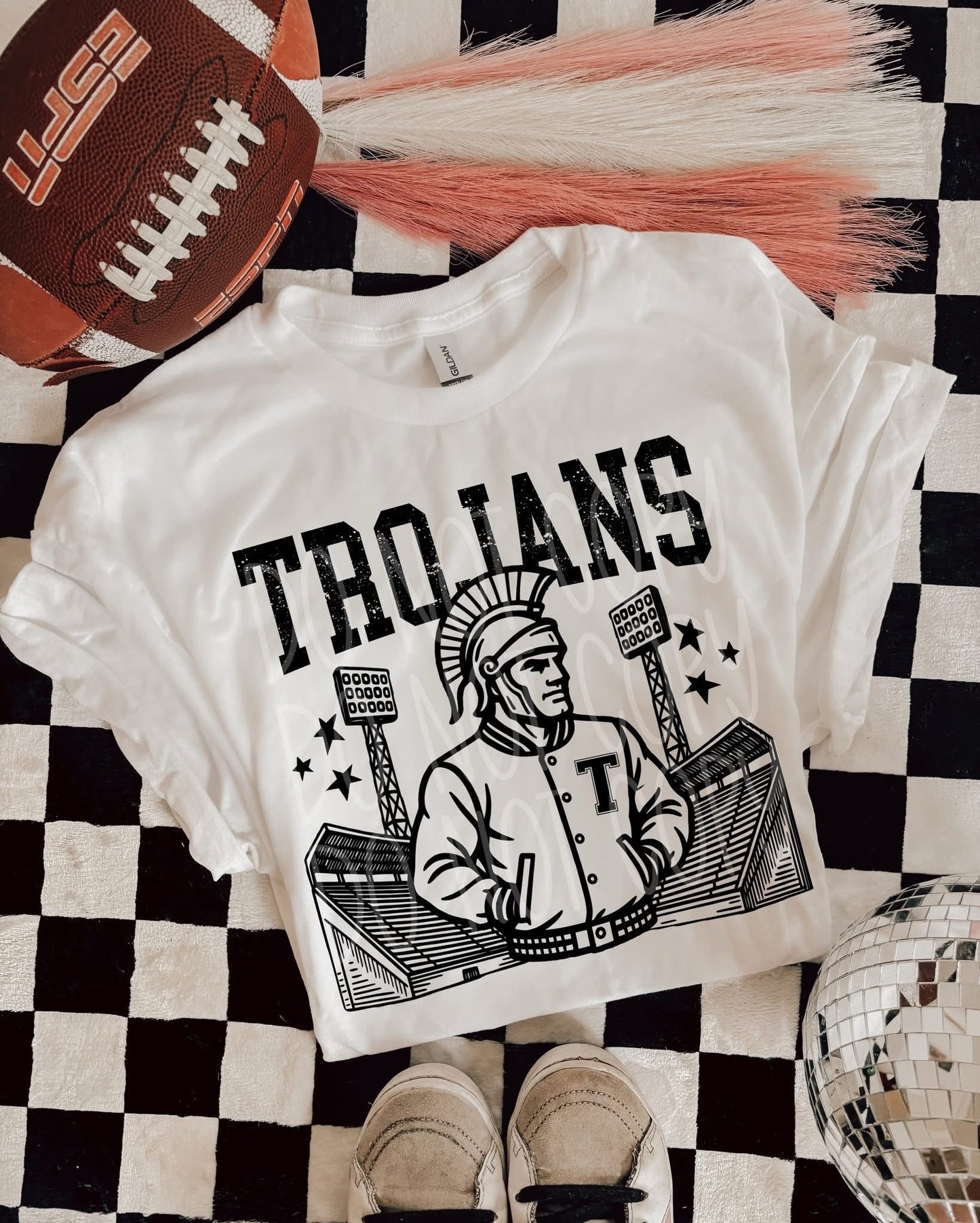 Letterman Jacket Mascot Tee or Sweatshirt – White or Ivory (S–2XL)