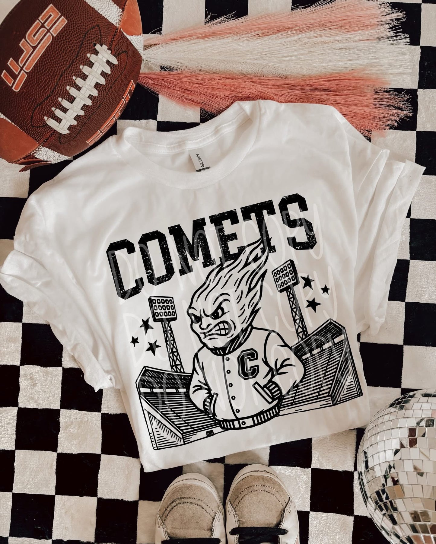 Letterman Jacket Mascot Tee or Sweatshirt – White or Ivory (S–2XL)