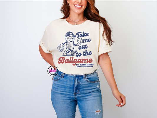 Take Me Out to The Ballgame Peanut Tee | Comfort Colors CC1717 Ivory | Cute Baseball Graphic Tee