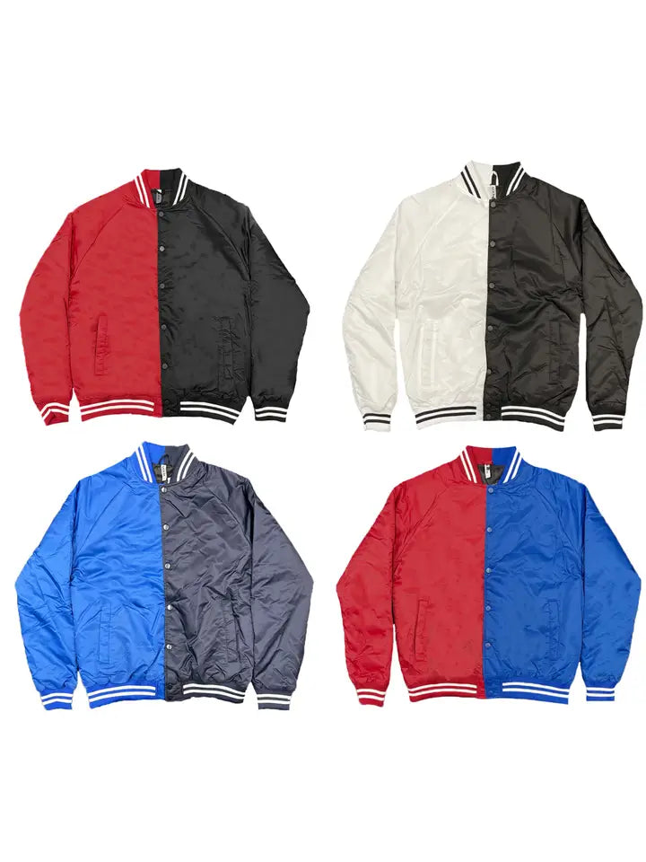 BLANK TWO TONE RETRO BASEBALL STYLE JACKET