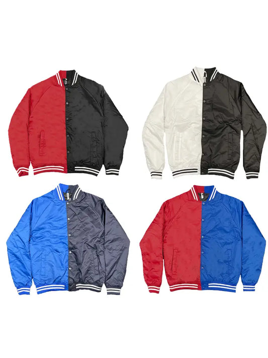 BLANK TWO TONE RETRO BASEBALL STYLE JACKET