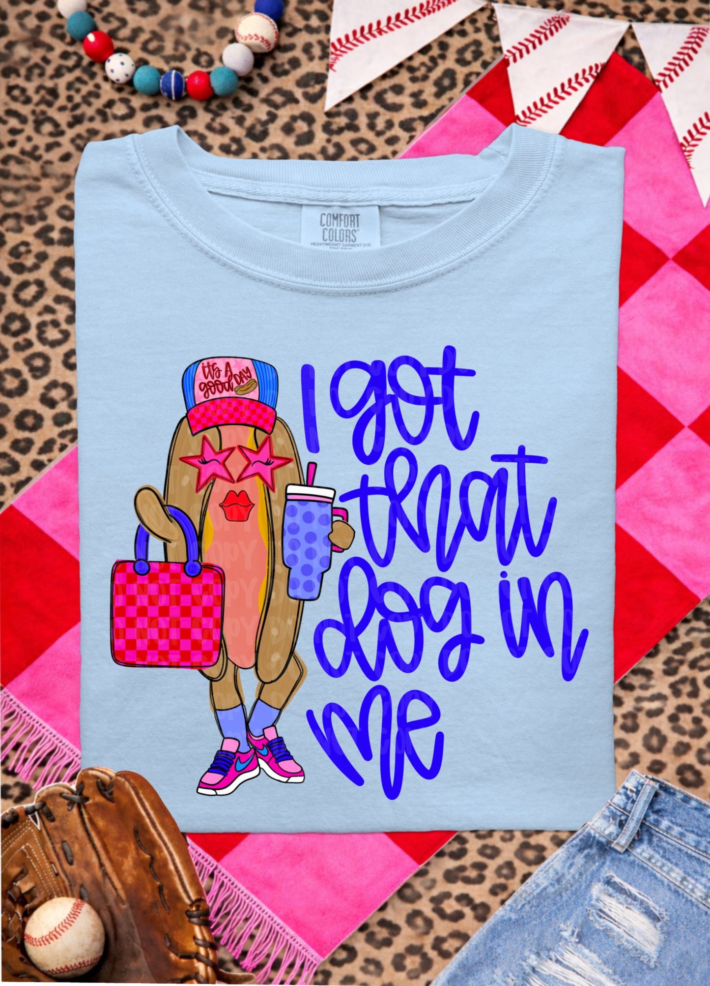 I Got That Dog in Me – Preppy Hot Dog Baseball Tee | Comfort Colors 1717
