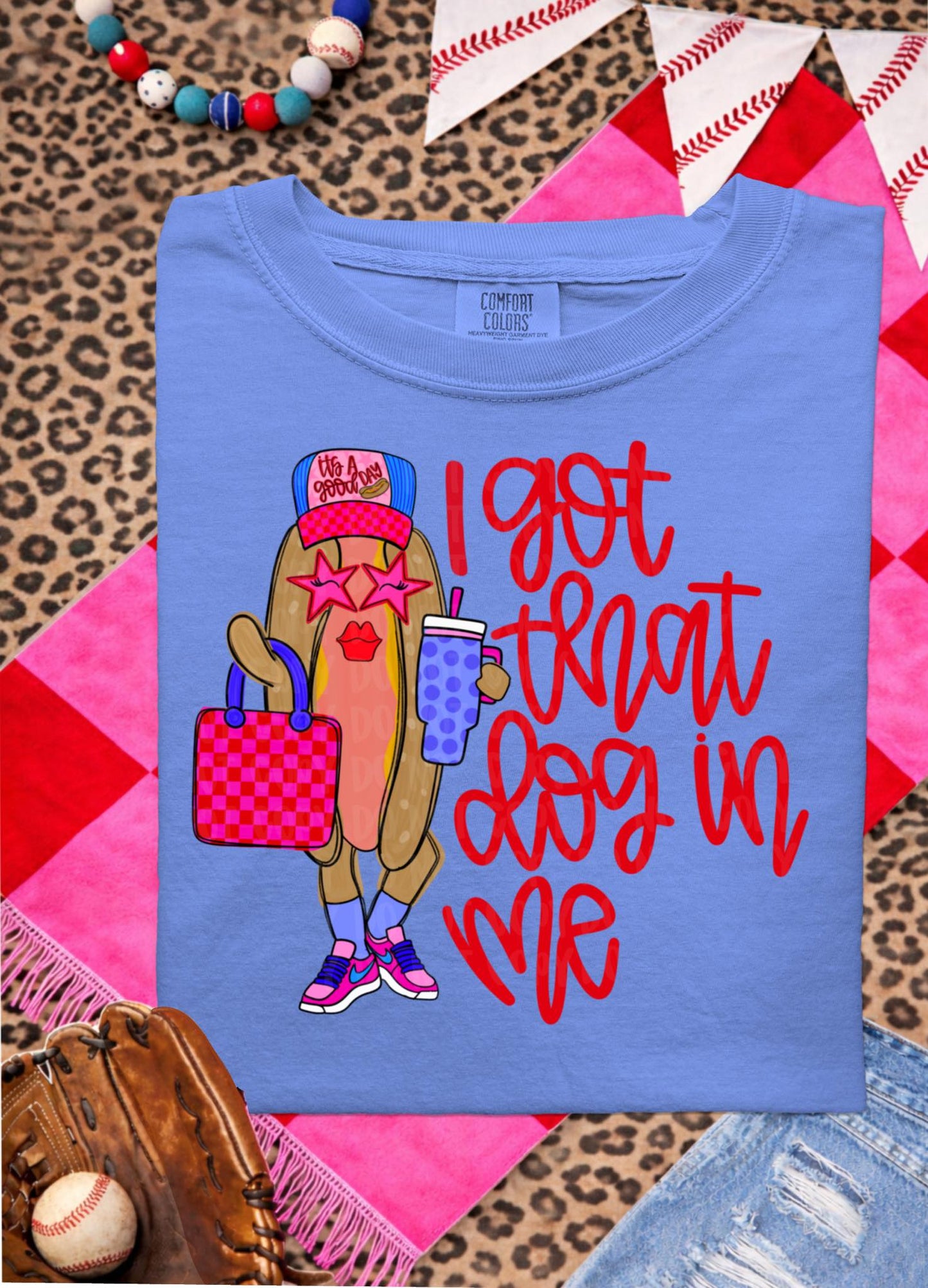 I Got That Dog in Me – Preppy Hot Dog Baseball Tee | Comfort Colors 1717