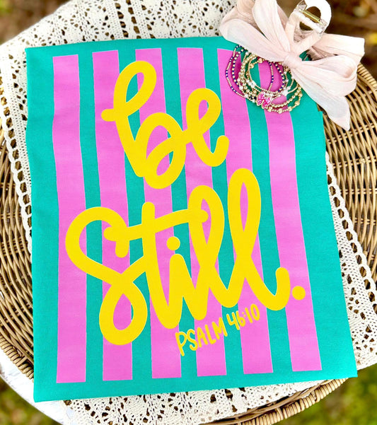 Be Still – Psalm 46:10 Preppy Stripe Tee