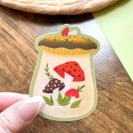 Vintage Happy Mushroom Canister, Vinyl Sticker