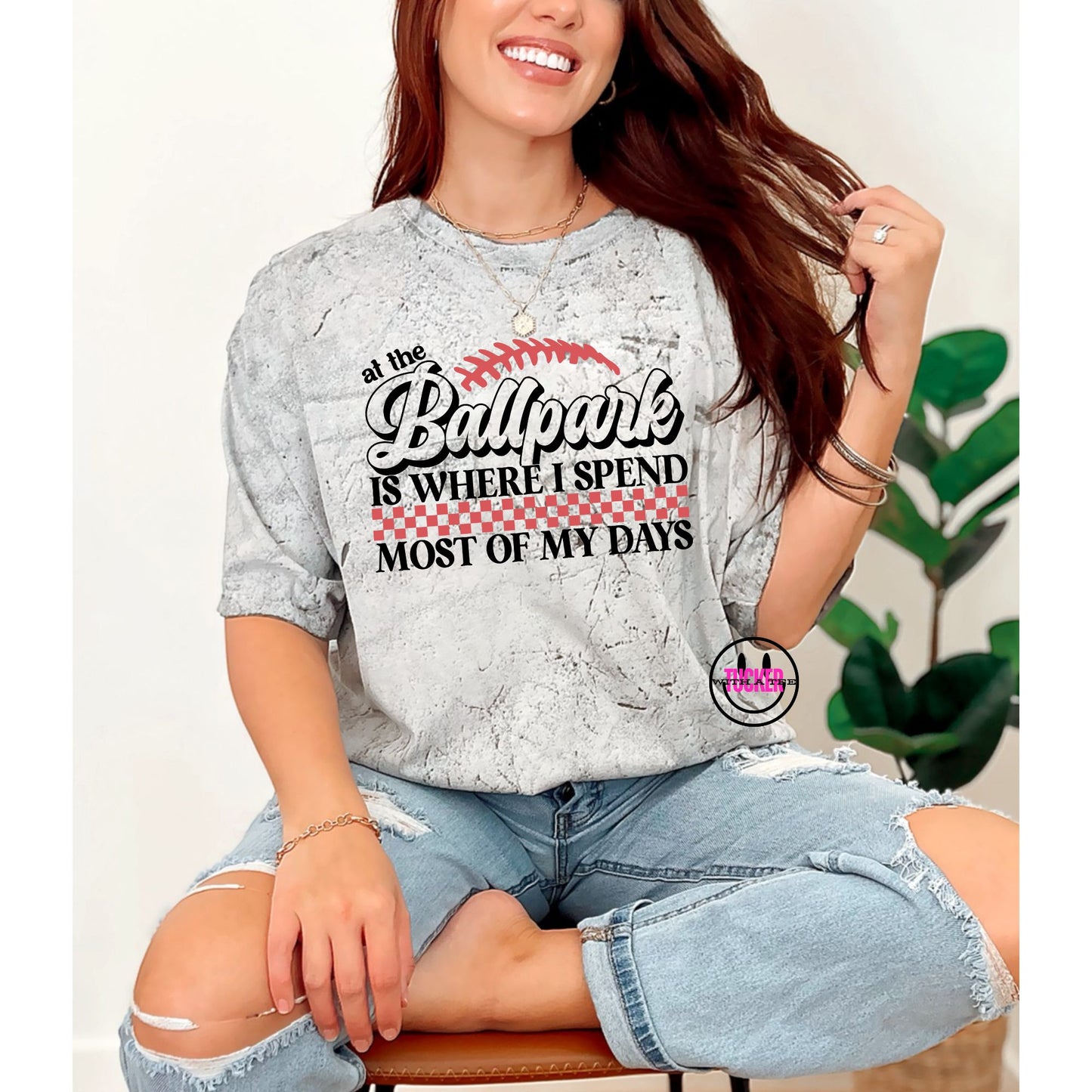 AT THE BALLPARK IS WHERE I SPEND MOST OF MY DAYS - COMFORT COLORS COLORBLAST GREY