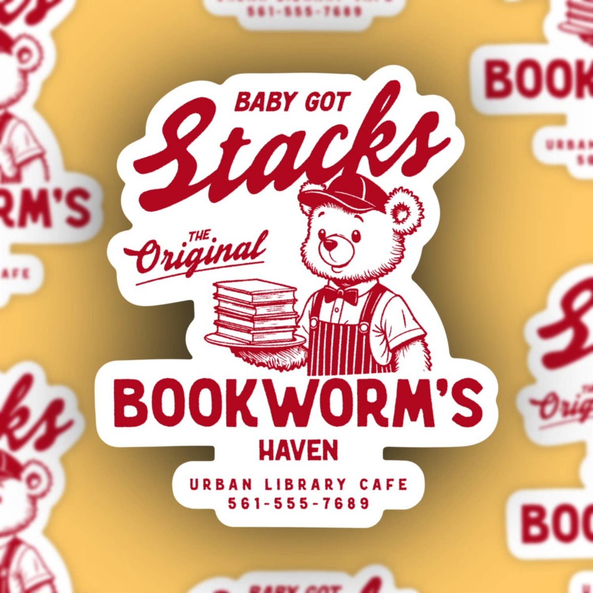 Baby Got Stacks Bookworms Haven, Funny Bear Bookish Sticker