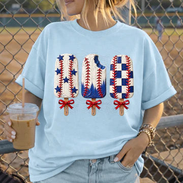 Baseball Popsicle Comfort Colors Tee | Chambray CC1717 Graphic T-Shirt