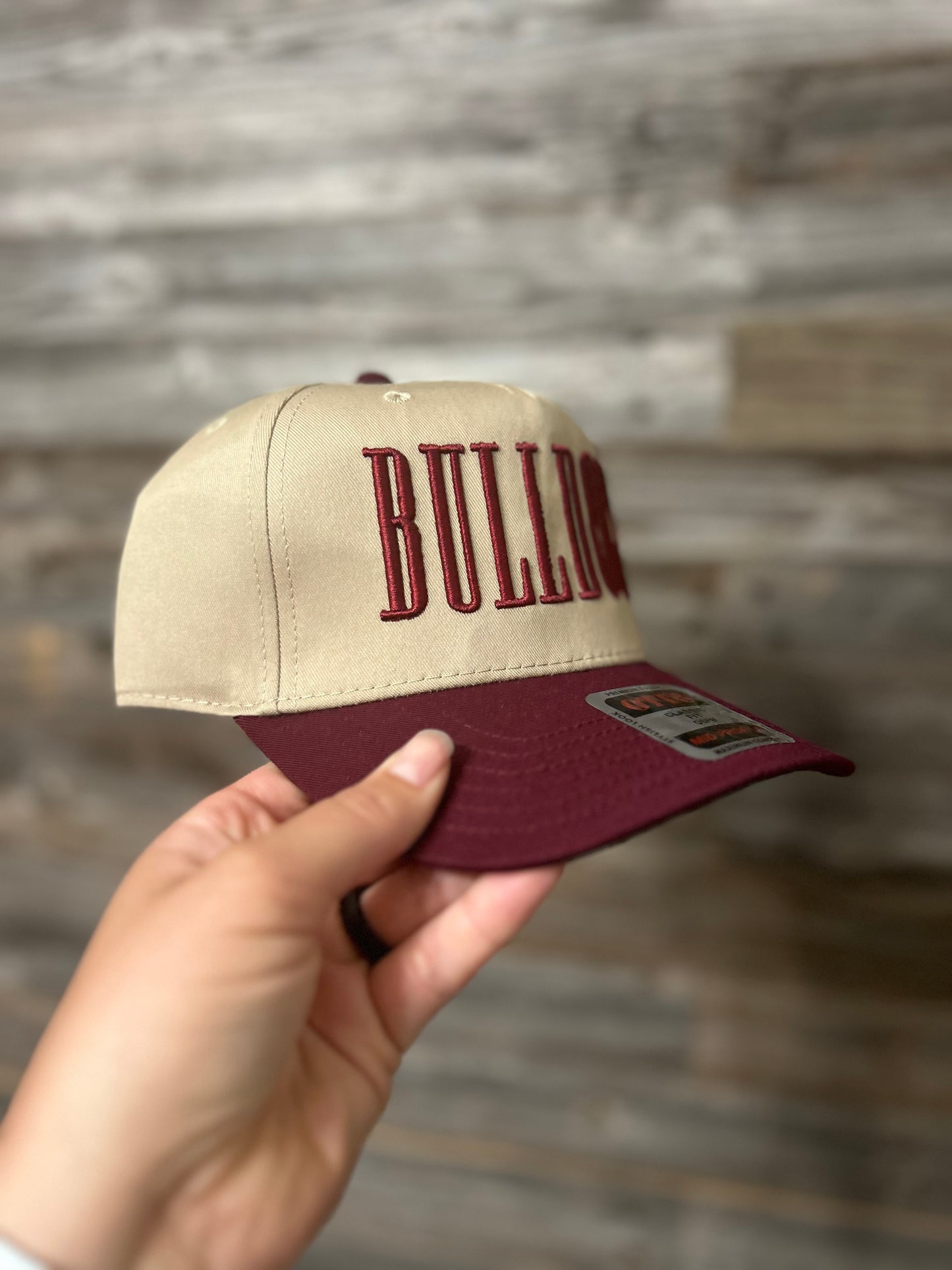 BULLDOGS EMBROIDERED HAT - MAROON WHITE OR KHAKI