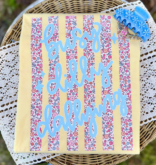 Busy Dilly Dallying Floral Stripes Tee 🌼