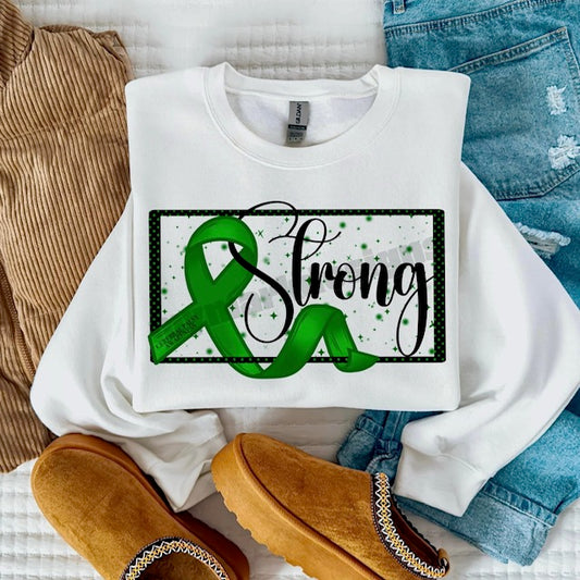 CEREBRAL PALSY STRONG AWARENESS RIBBON - TEE OR CREWNECK SWEATSHIRT