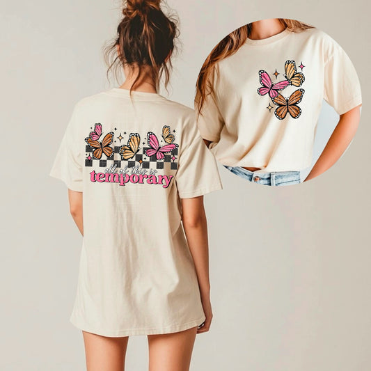 IT'S ALL TEMPORARY BUTTERFLY - CC TEE IVORY