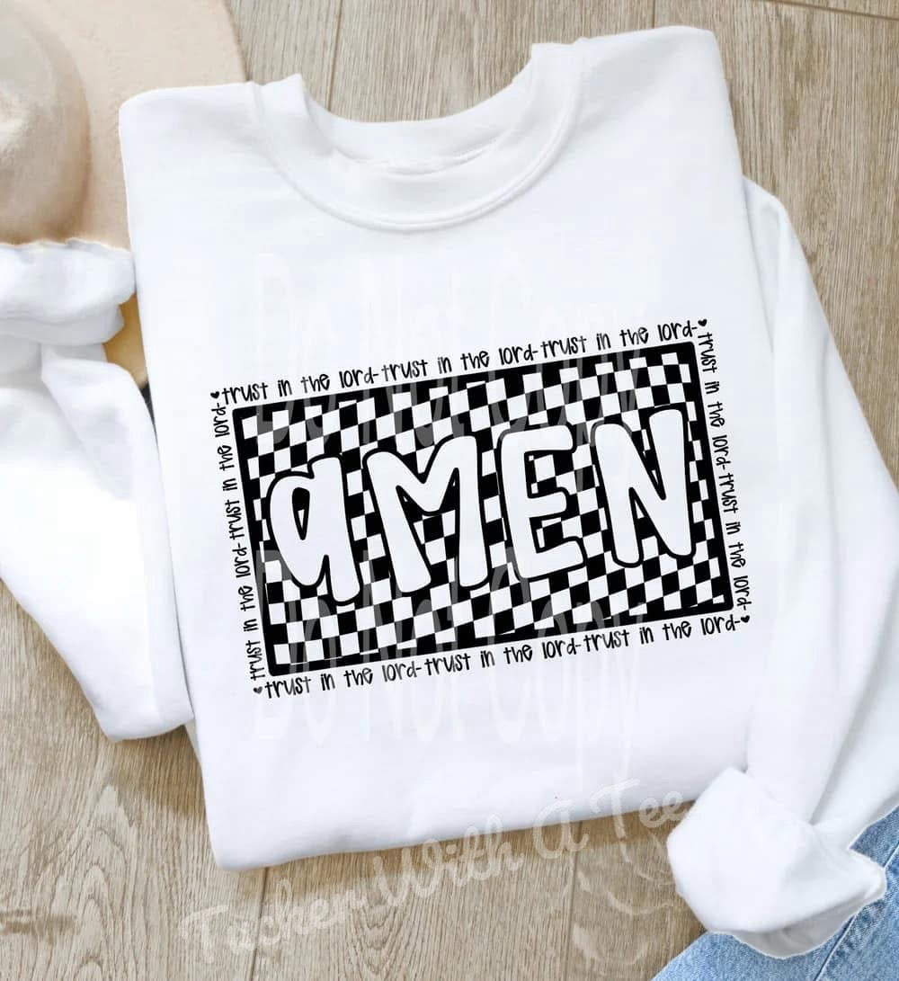 CHECKERED AMEN CREWNECK