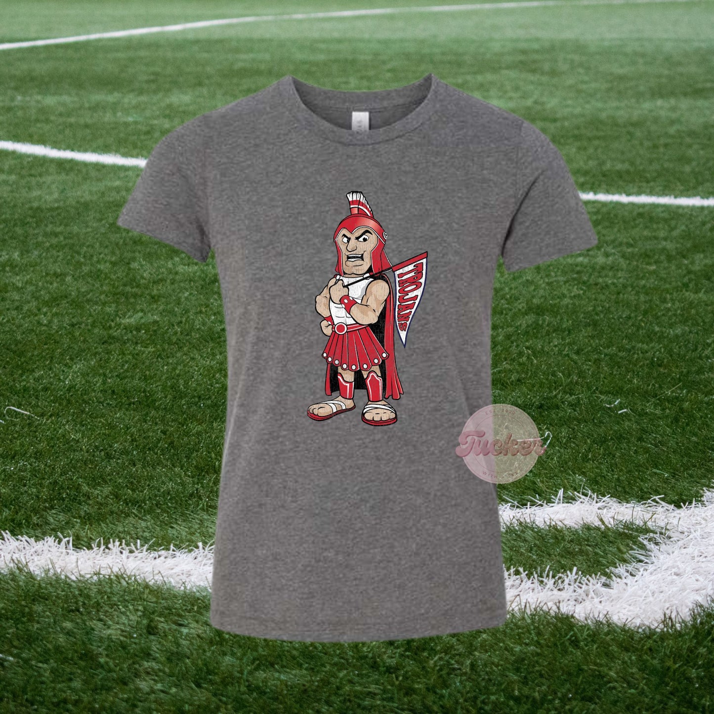 YOUTH & TODDLER RED TROJANS VINTAGE  TEE