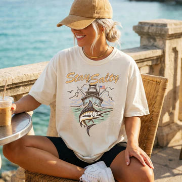 Stay Salty Marlin Comfort Colors Tee | Ivory CC1717 Coastal Graphic T-Shirt