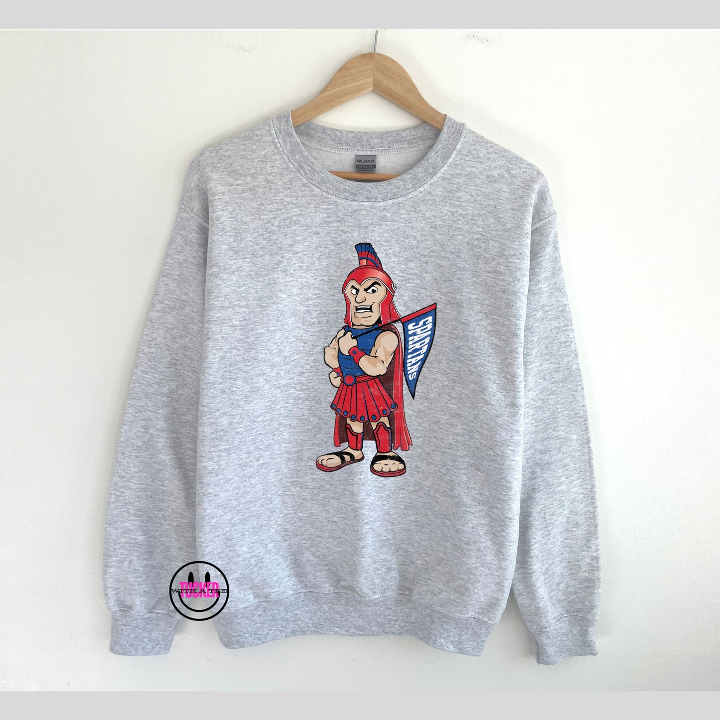 Retro Spartans Mascot Crewneck Sweatshirt – Sport Grey