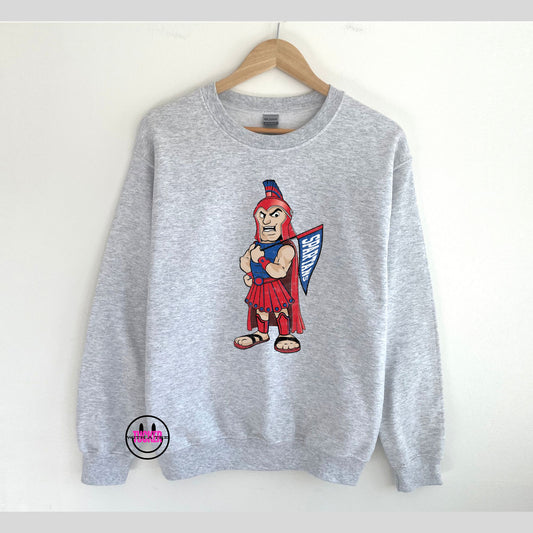 Retro Spartans Mascot Crewneck Sweatshirt – Sport Grey