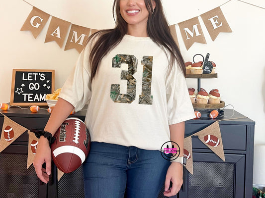 Custom Camo Number Tee – Ivory Comfort Colors