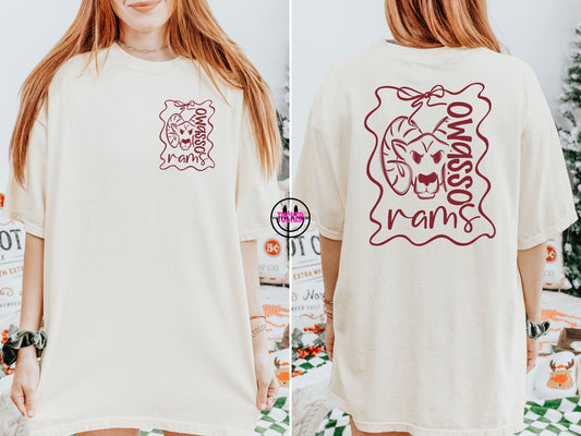 Preppy Bows Owasso Rams Tee – Comfort Colors Ivory