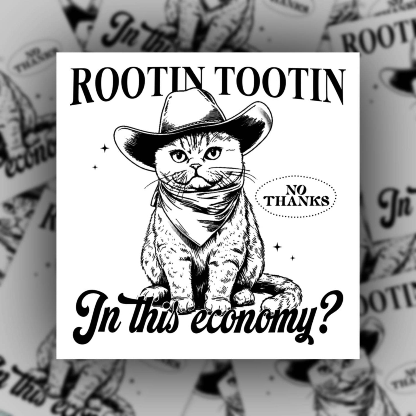 Rootin Tootin, funny western cat sticker